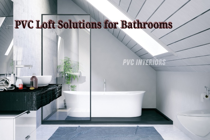 Modern bathroom with stylish PVC loft storage solutions by PVC Interiors in Bengaluru
